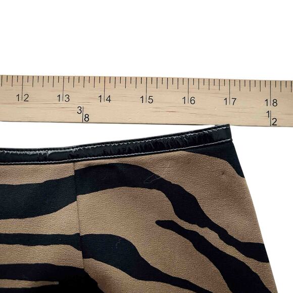 Womens Worth Zip Front A-Line Skirt Brown Black Animal Print Cotton Blend Sze 12 - Picture 5 of 6